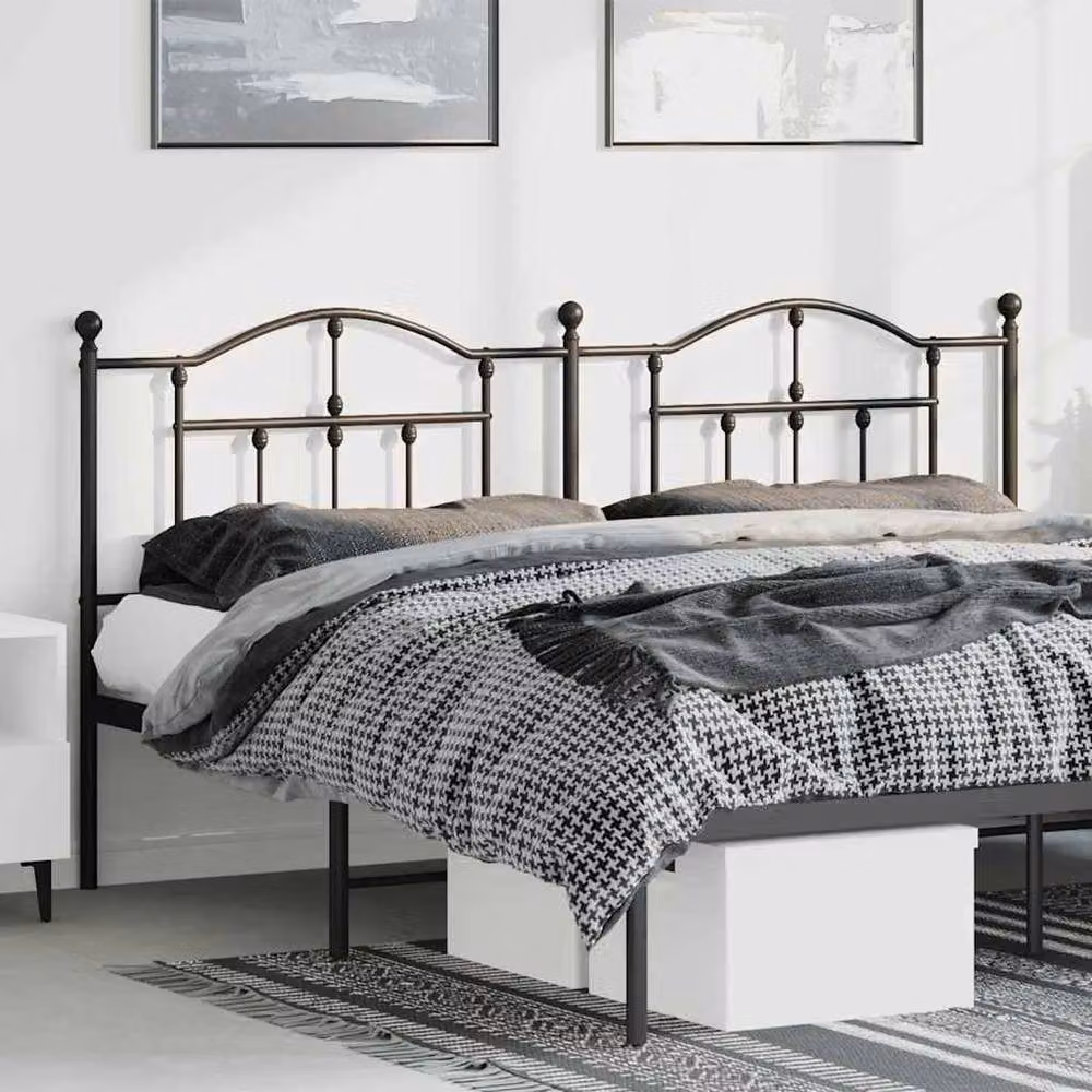 Berkfield Home Classic Metal Headboard in Black, Width: 193 cm – 2