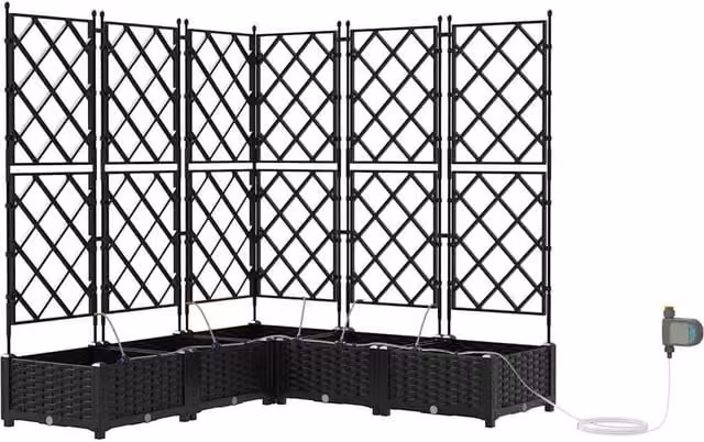 Berkfield Home Garden Planters with Water Irrigation System, 5 Piece Set, Black – 1