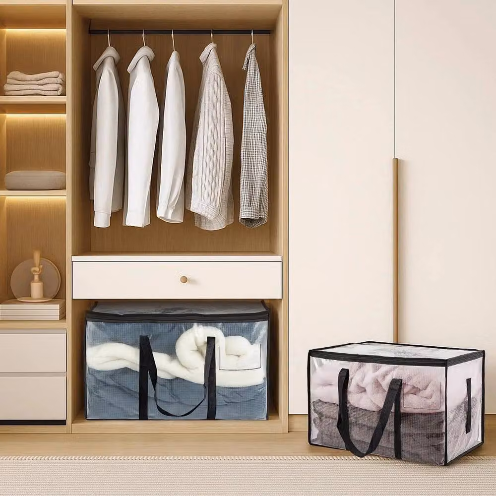 EONLION 4 Pack 90L Moving Storage Bags in White, Open Weave Underbed Design, W: 50 cm, D: 50 cm, H: 50 cm – 4