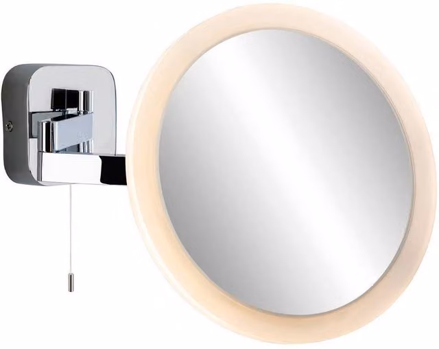 Firstlight Chrome Magnifying LED Bathroom Wall Mirror with Pull Chain Switch and IP44 Rating
