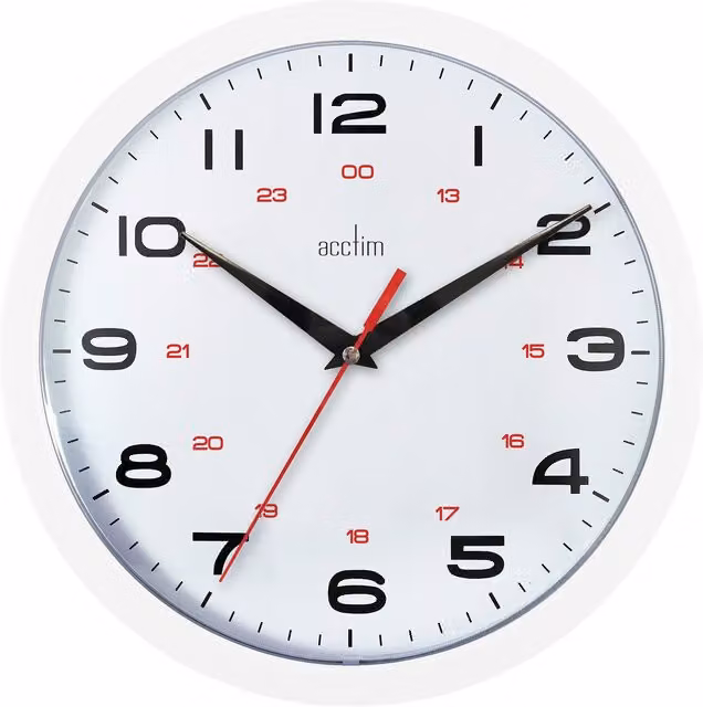 Acctim Aylesbury Analog Quartz Wall Clock, White, Diameter: 24.5 cm