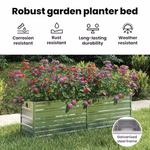 vidaXL Galvanised Steel Garden Raised Bed, Silver, W: 160 cm, D: 40 cm, H: 45 cm – 3