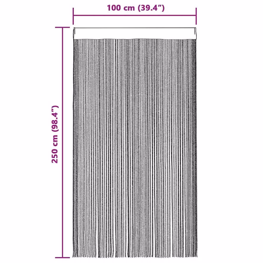 Berkfield Home String Curtains, 2 Pack, Black, W: 100 cm, H: 250 cm – 3