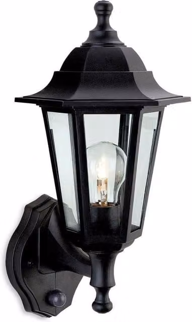 Netlighting Malmo Black Outdoor Wall Lantern with Motion Sensor and Uplight, IP44, E27