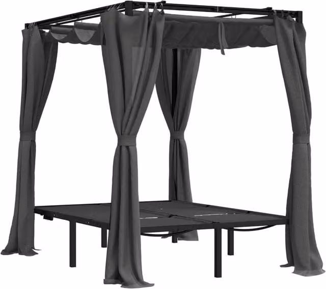 Berkfield Home Beautiful Double Sun Lounger with Side and Top Curtains in Anthracite – 1
