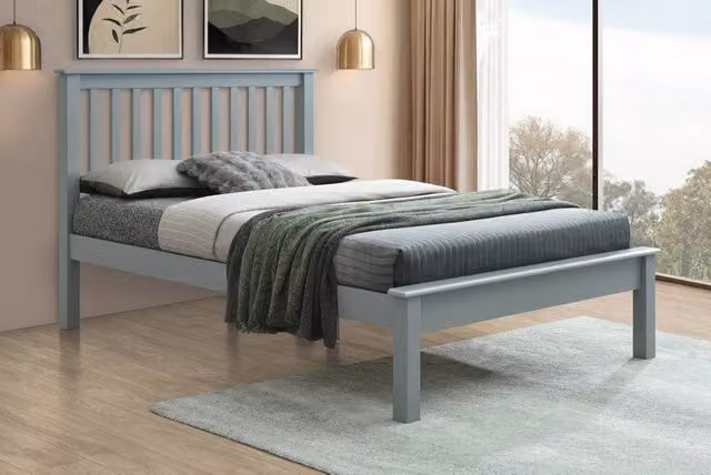 Bed Factory Direct Shaker Grey Solid Wood Bed Frame, W/D/H: 180 x 200 cm