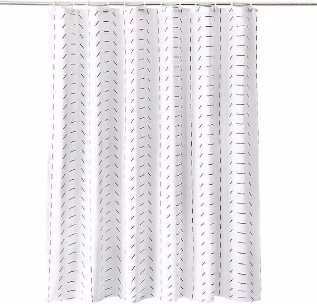 Neel Blue White Polyester Waterproof and Mould Resistant Bathroom Shower Curtain with Eyelets, W: 180 cm, H: 180 cm