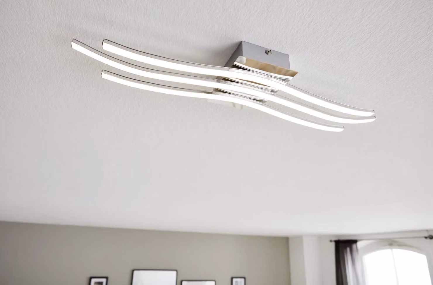 Loops 2 Pack Modern LED Ceiling Light in Chrome and White Plastic with 26W Bulbs Included – 2