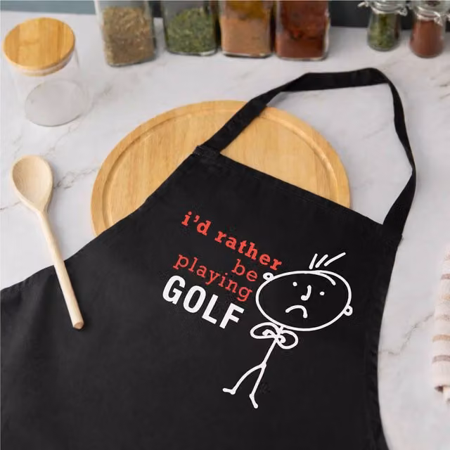 60 Second Makeover Men's I'd Rather Be Playing Golf Apron in Black – 1