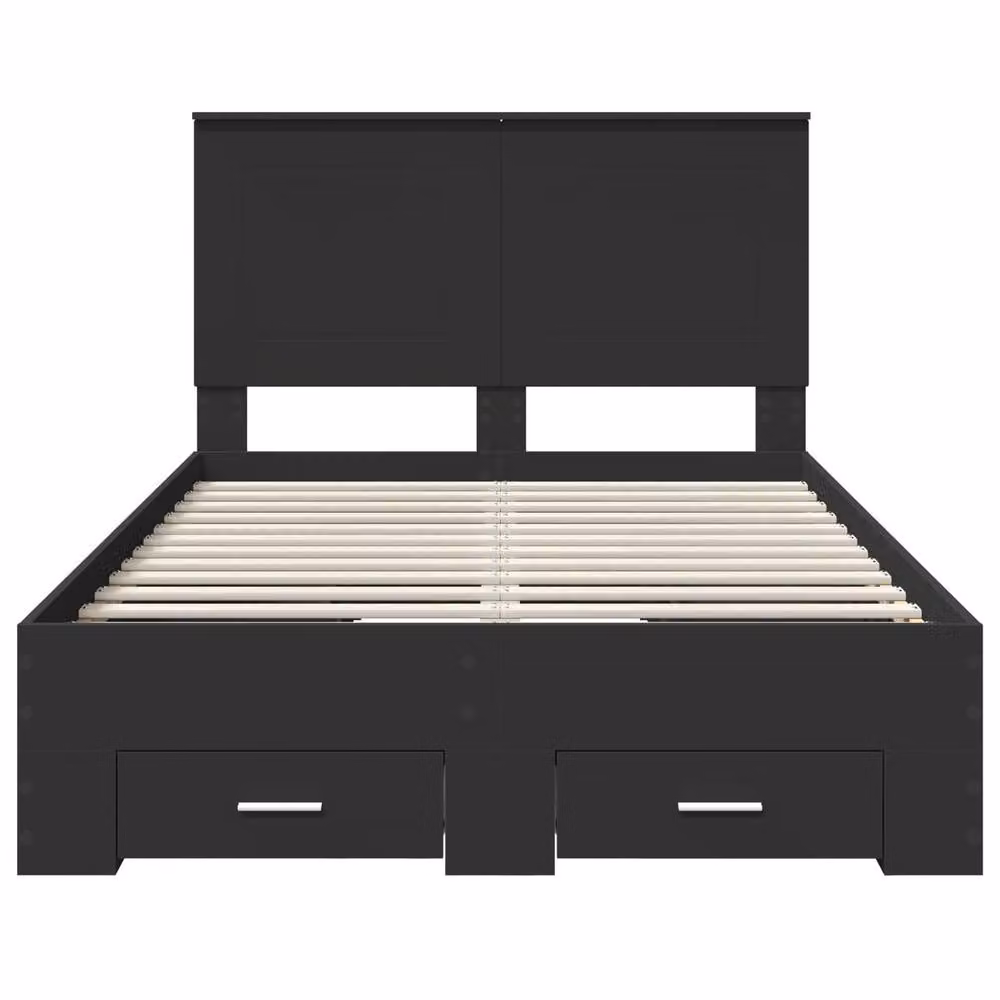 Berkfield Home Modern Black Bed Frame with Headboard and Drawers, Engineered Wood, W: 135 cm, L: 190 cm – 3