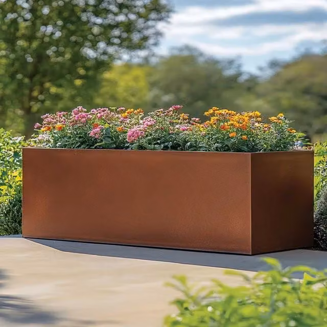 Galvanised Steel Copper Trough Planter Tub in Grey, Copper, Brown and Bronze, Width: 70 cm