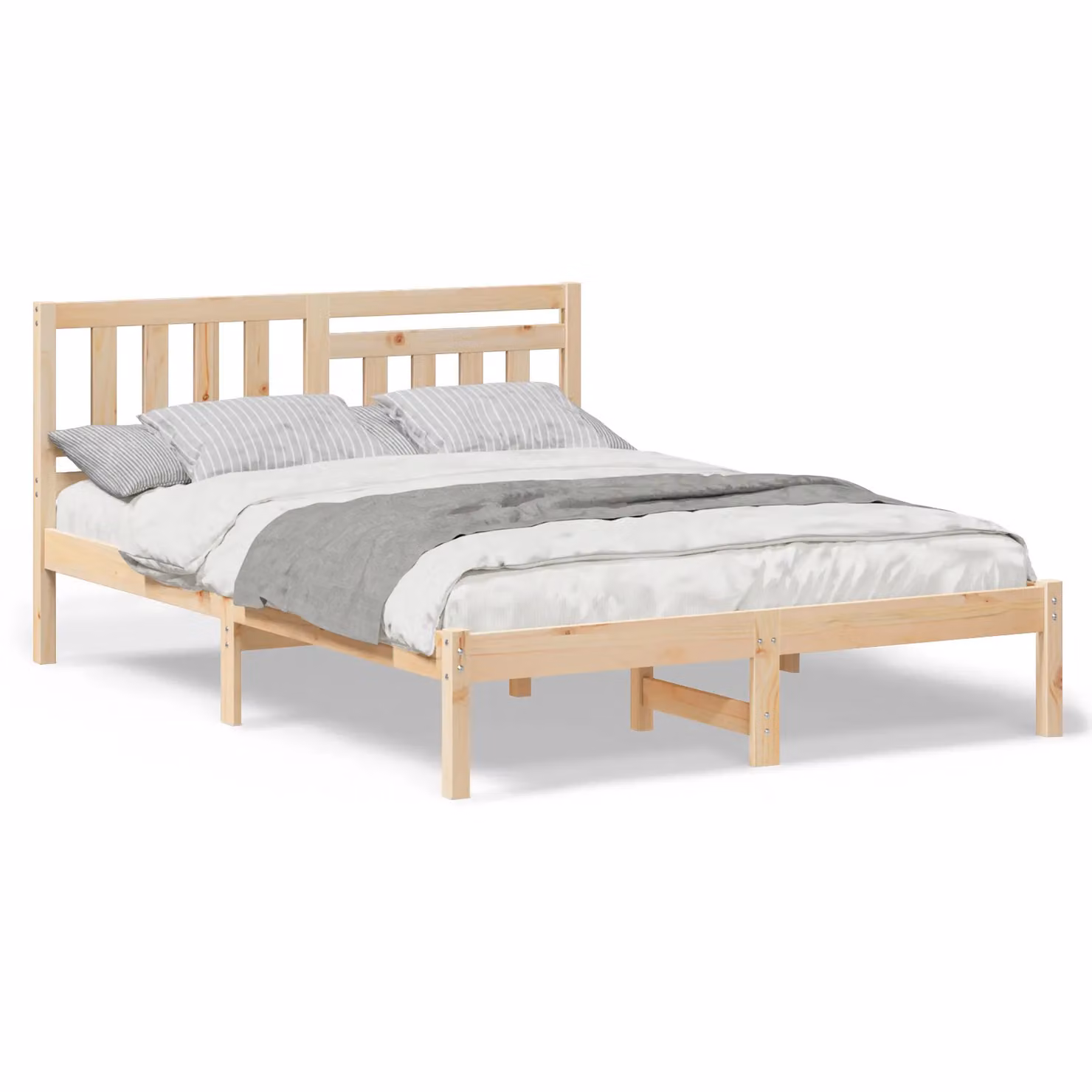 Berkfield Home Solid Pine Wood Bed Frame with Headboard in Brown, W/D/H: 120 x 190 x 80.5 cm – 2