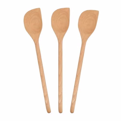 Argon Tableware Brown Wooden Cooking Spoon Set, Pack of 3, Heat Resistant and Non-Scratch – 1