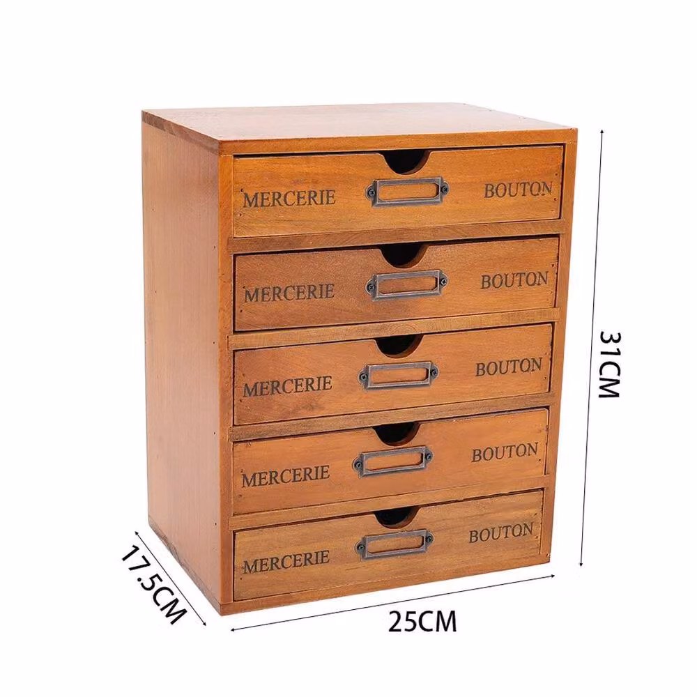 KORVIXA Vintage Wooden Storage Box with Drawers, Brown, W/D/H: 100 x 100 x 31 cm – 2