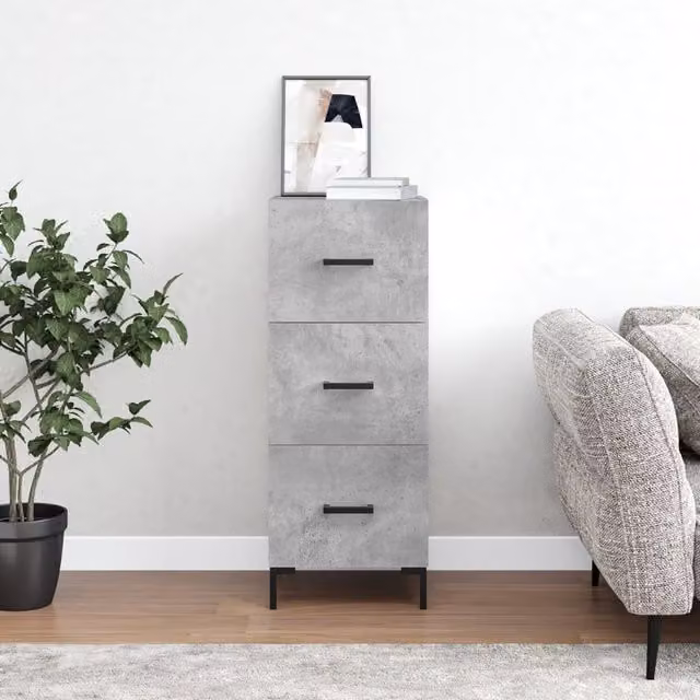Berkfield Home Modern Sideboard in Concrete Grey, W/D/H: 34.5 x 34.0 x 90.0 cm – 1