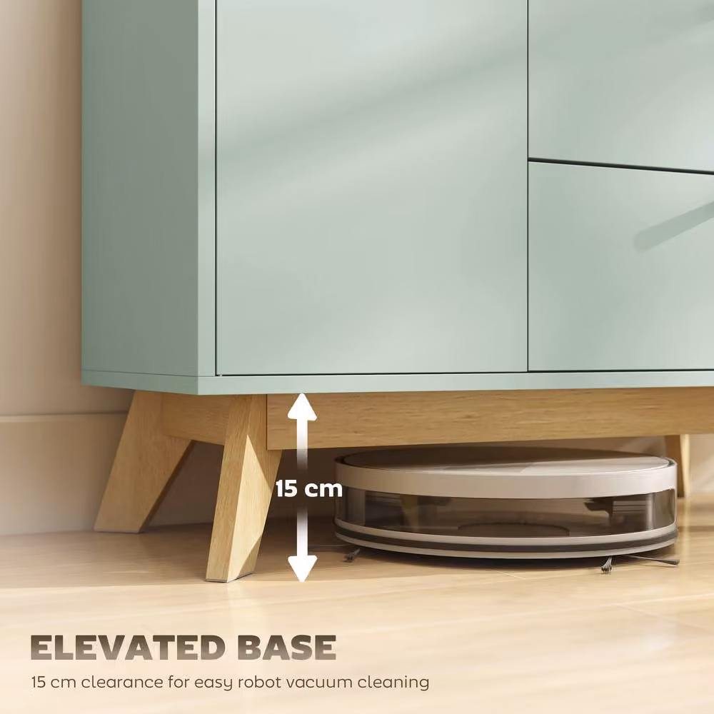 STILVORA Modern Sideboard Storage Cabinet with Drawers in Green Oak Effect – 4