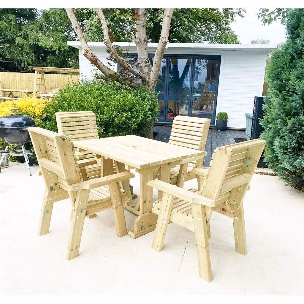 Marlborough 4 Seater Heavy Duty Garden Table and Chair Set in Natural Sand Wood – 2