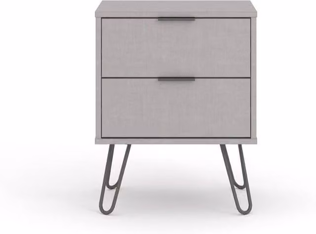 FORGEVIO Industrial Bedside Cabinet with Drawers in Grey