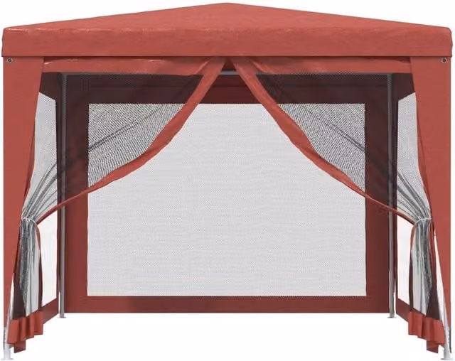 Berkfield Home Red Party Tent with 4 Mesh Sidewalls, W 300 cm x D 300 cm x H 246 cm – 1