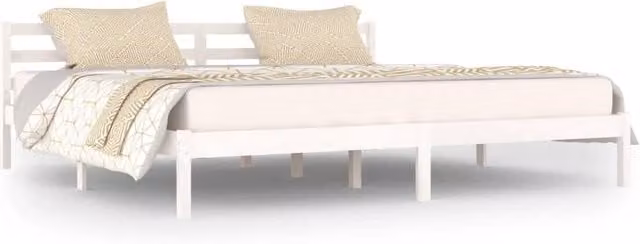 Berkfield Home Rustic Solid Wood Pine Day Bed, White, W/D/H: 200 x 200 x 69.5 cm