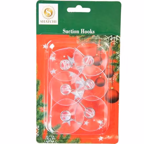 SHATCHI 6-Piece Heavy Duty Reusable Multi-Purpose Suction Hooks, Transparent, Diameter: 4.3 cm – 4