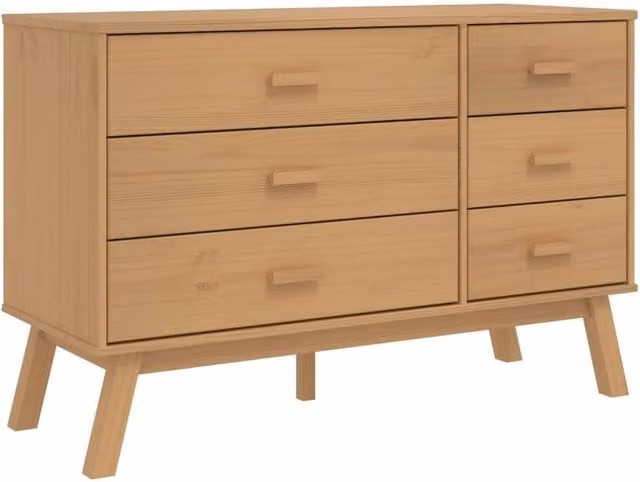 Berkfield Home OLDEN Freestanding Drawer Cabinet in Tan Brown Solid Wood Pine – 1