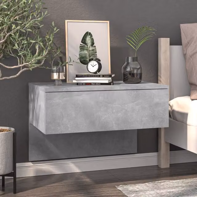 Berkfield Home Wall-mounted Bedside Cabinet in Concrete Grey