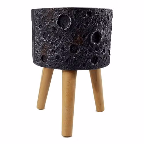 Botanik Luxury Indoor Planter Cachepot, Black, Round Tabletop Design, W/D/H: 25 x 25 x 18 cm – 1