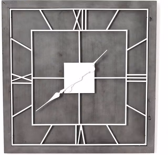Lemon Pavilion Furniture and Decor Williston Square Wall Clock in Grey and Silver, W60 x H60 cm