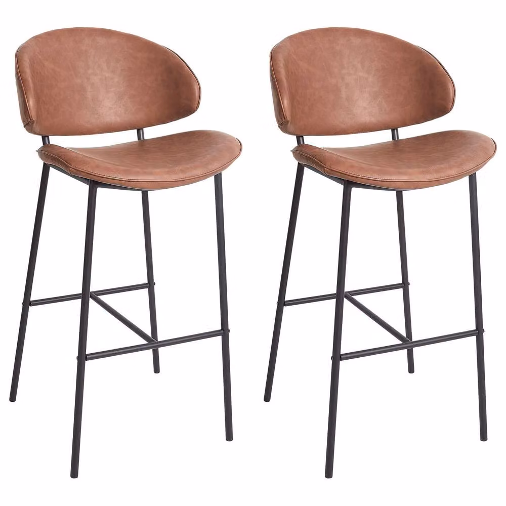 Wyld and Coco Set of 2 Brown Faux Leather Bar Chairs – 2