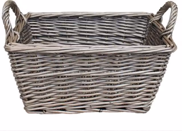 Red Hamper Wicker Open Weave Storage Basket with Handles in Brown – 1