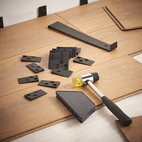 VonHaus Laminate Flooring Installation Kit in Black with Tapping Block, Pull Bar, Spacer Wedges and Rubber Mallet – 5