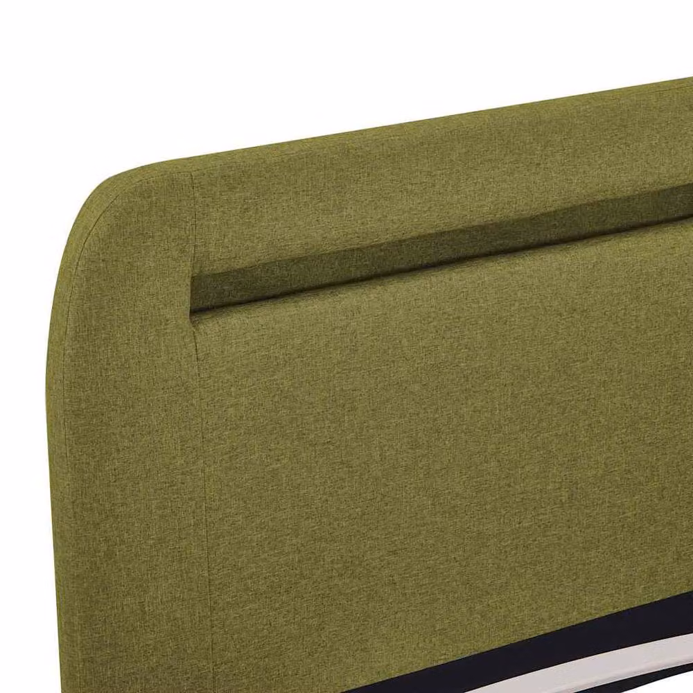 Berkfield Home Modern Upholstered King Size Bed Frame with LED Under-Bed Lighting, Green Fabric, W/D/H: 150 x 200 x 80 cm – 3