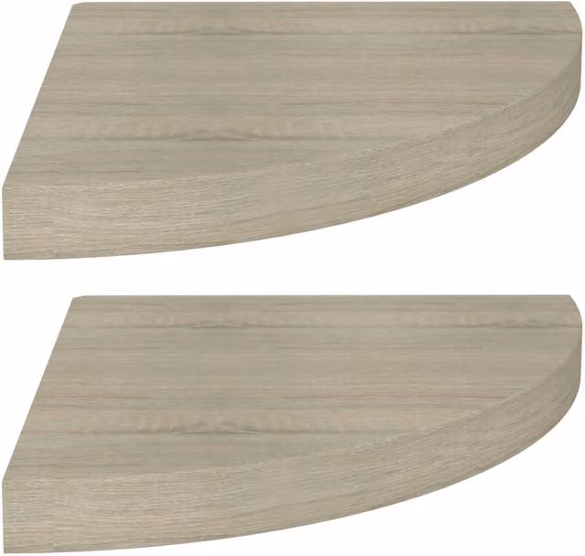 Berkfield Home Floating Corner Shelves, 2 Piece Set in Light Oak, W/D/H: 35 x 35 x 3.8 cm – 1