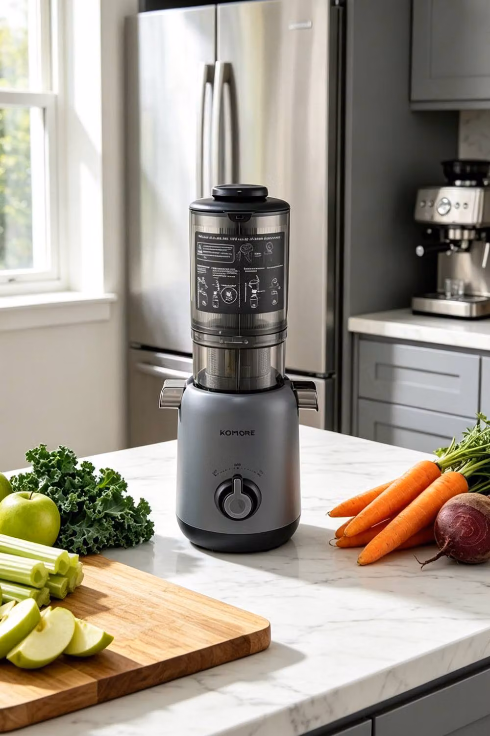 ExtraStar 200W Slow Masticating Cold Press Juicer with Lid, Grey – 3