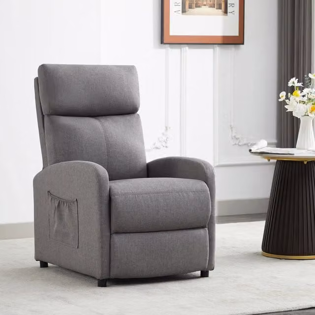 MCC Direct CozyLiving Grey Linen Fabric Push Back Reclining Armchair
