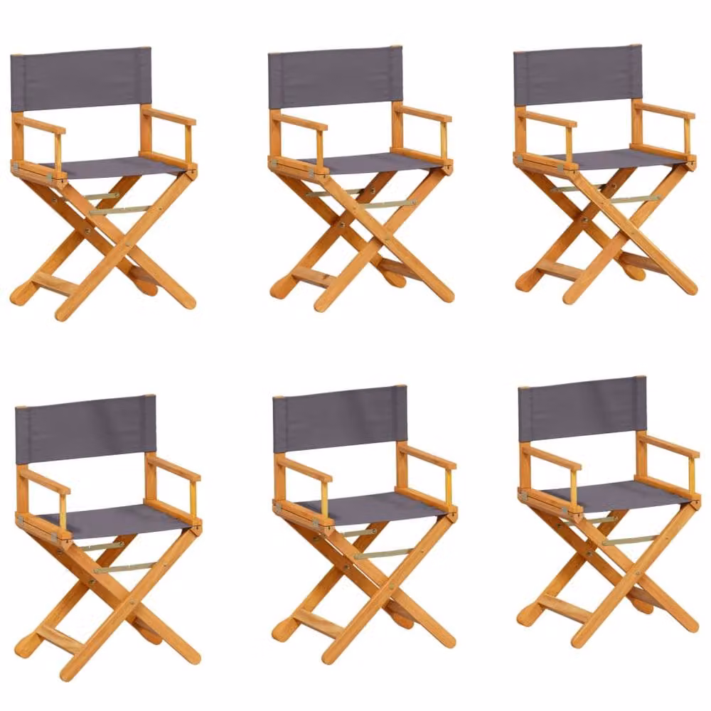 Berkfield Home 6 Piece Folding Acacia Wood Garden Chairs in Grey – 2