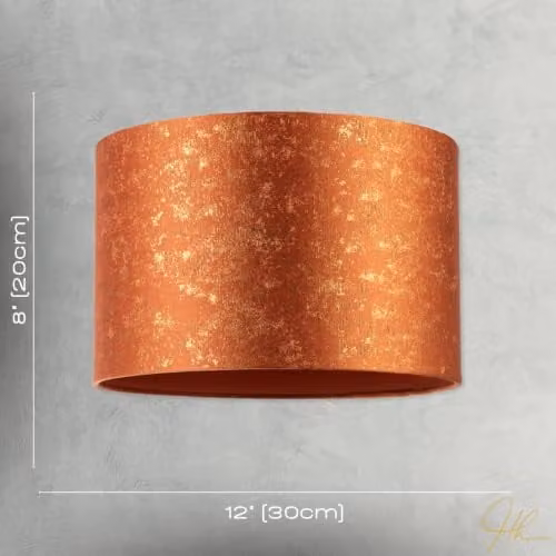 Happy Homewares Orange and Gold Art Deco Jacquard Fabric Round Lamp Shade W: 30 cm, H: 20 cm – 5