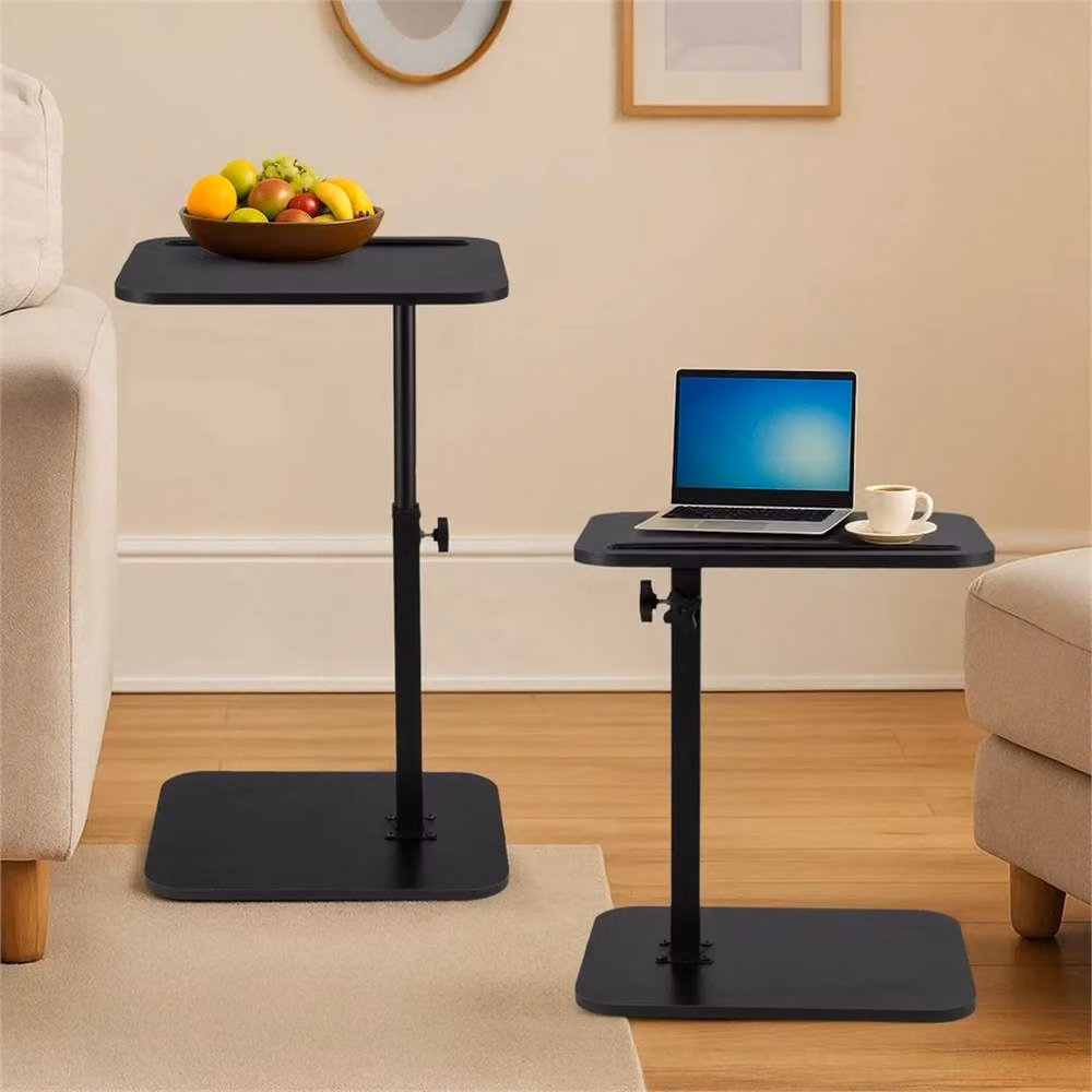 SPETLEK Adjustable Black Sofa Side Table with Rotating Top and Height Adjustment – 3