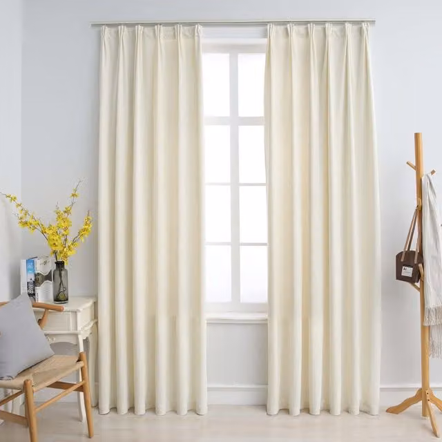 Berkfield Home Velvet Blackout Curtains, 2 Pack, Cream/Beige, W: 140 cm, H: 175 cm