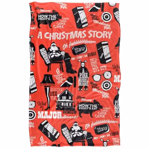 Warner Bros. A Christmas Story Icon Collage Super Soft Fleece Throw Blanket, Multicolour, W/D/H: 91 x 147 cm