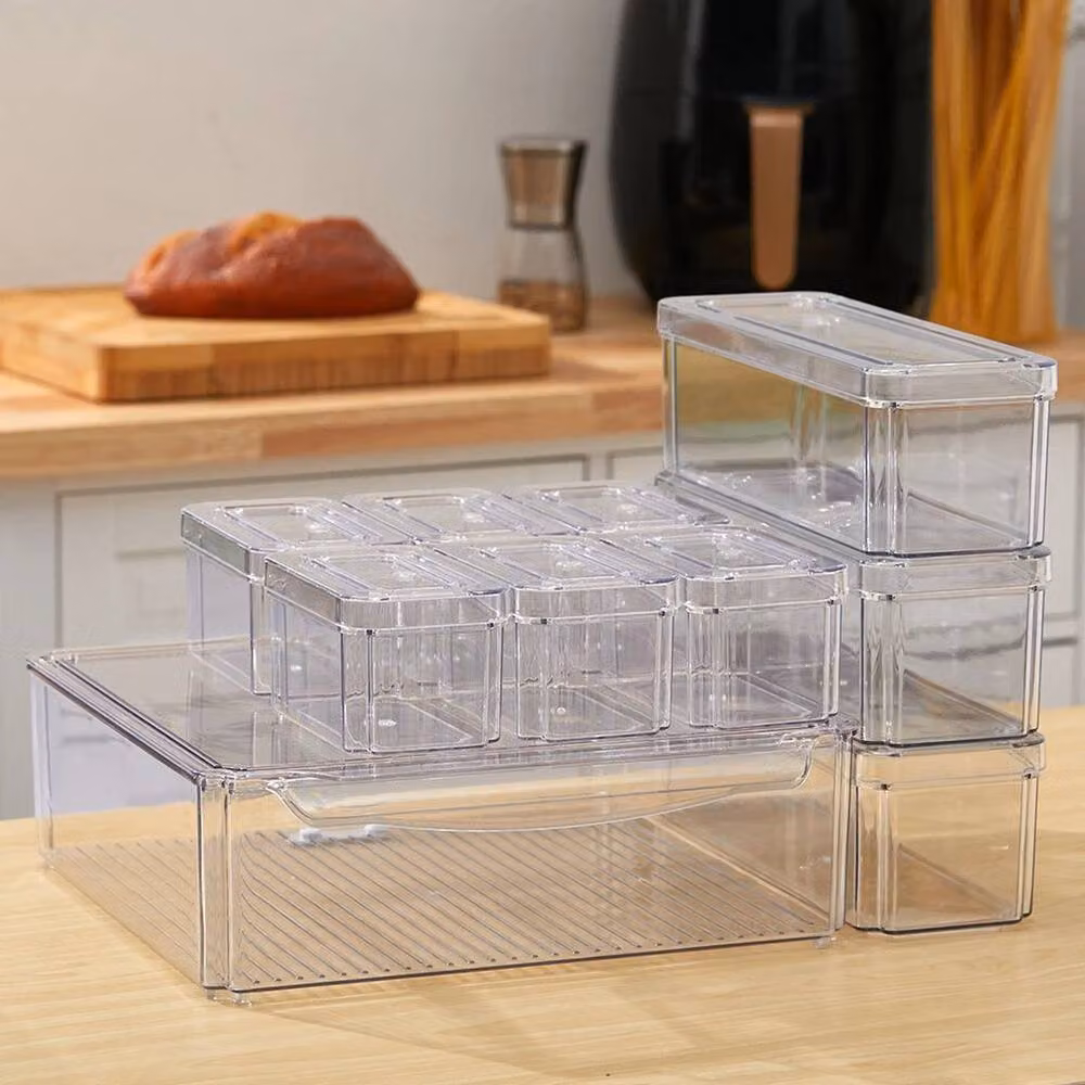 EONLION Set of 10 Stackable Clear Plastic Fridge Organisers, 100 cm – 2