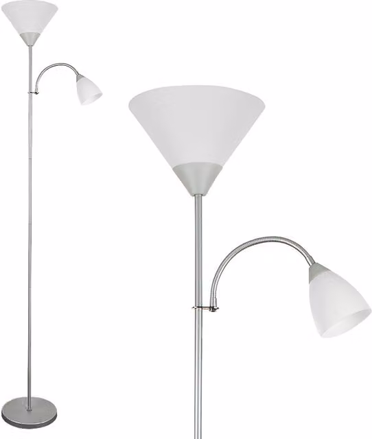 Mozz Mother and Child Adjustable Floor Lamp in Silver