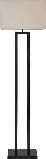 Gloria Double Stem Metal Floor Lamp with Rectangular Fabric Shade in Black and Gold/Brass