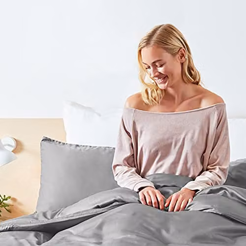 Panda London Organic Bamboo Duvet Cover in Grey, Single (W: 135 cm, L: 200 cm) – 4