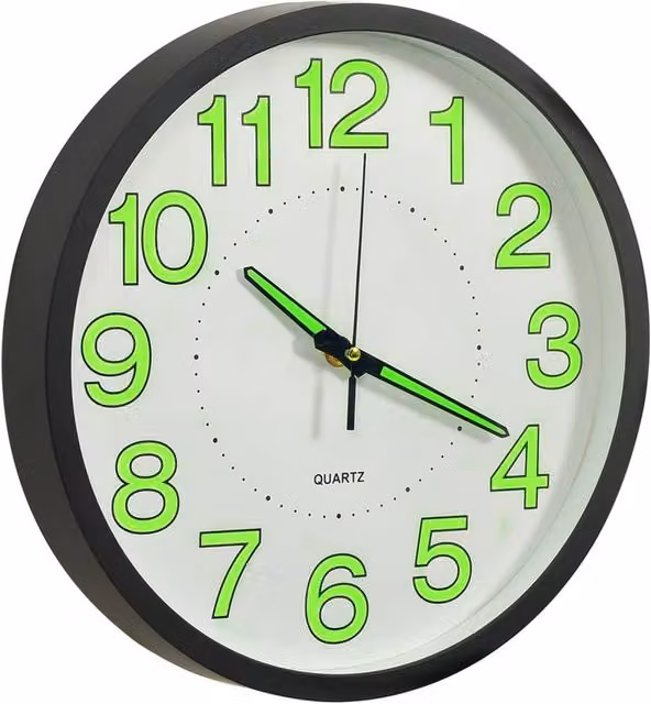 Berkfield Home Luminous Round Analog Wall Clock in Black, Diameter: 30 cm