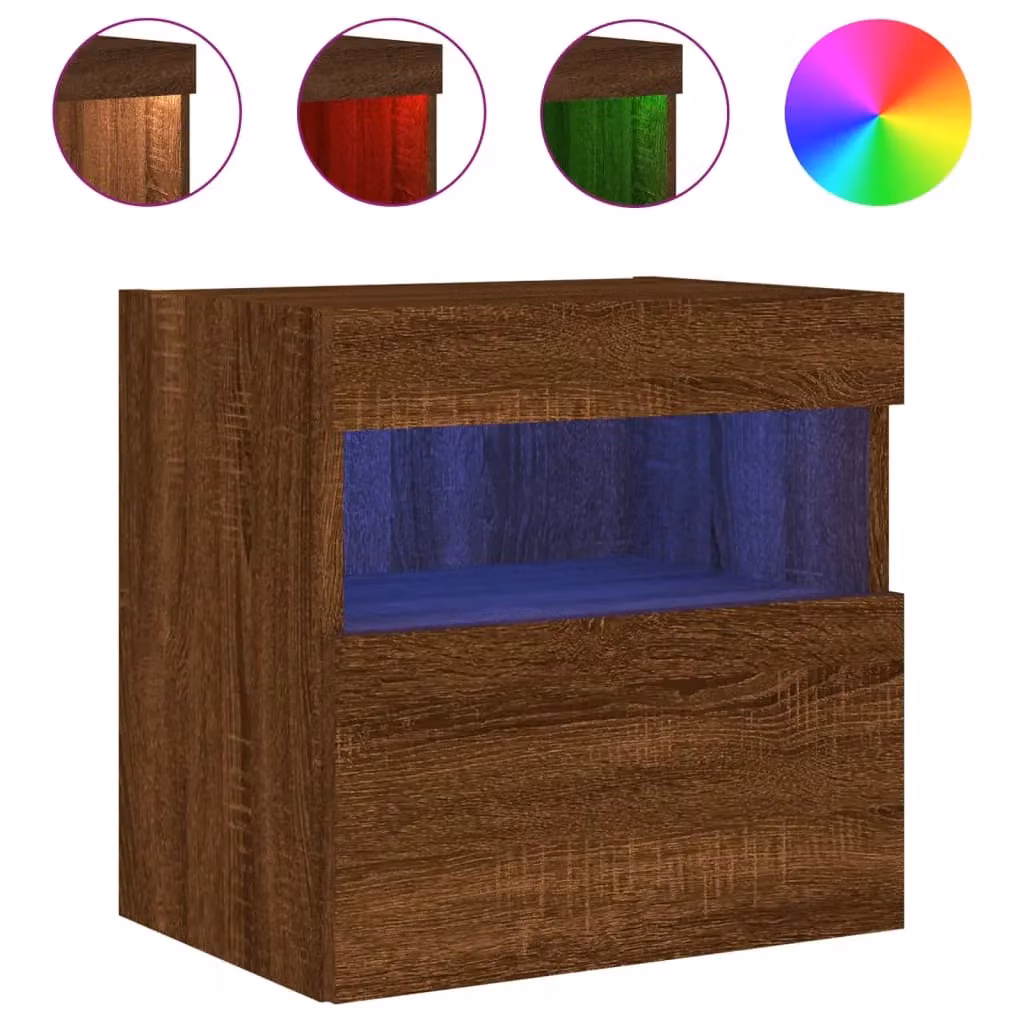 Berkfield Home Modern Wall Mounted TV Cabinet with Integrated LED Lights in Brown Oak, W/D/H: 40 x 40 x 40 cm – 2