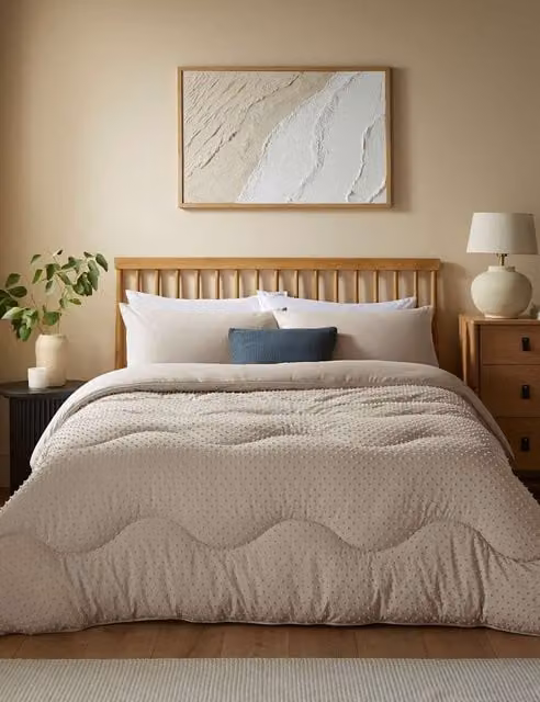 Nightlark Tufted Dots 4.5 Tog Coverless Duvet Set in Oatmeal Beige