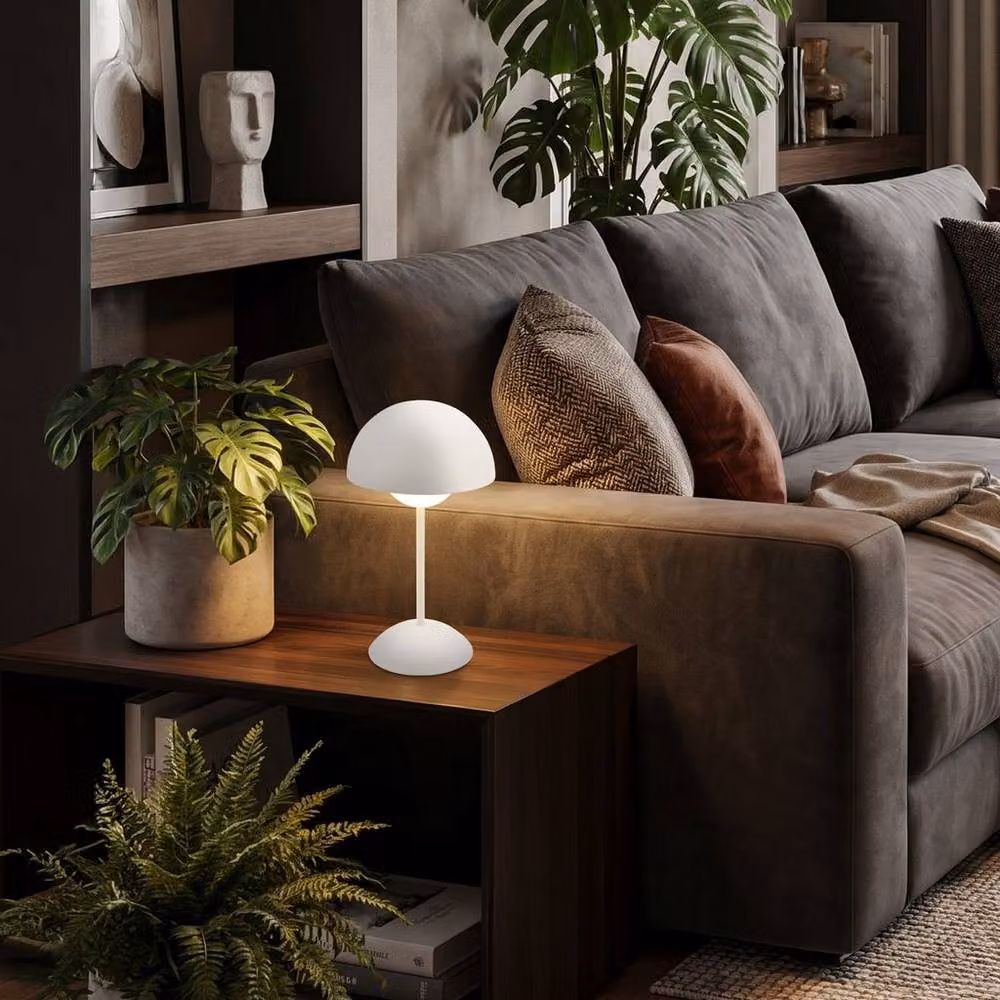 Briloner White Rechargeable LED Sphere Table Lamp with Dimmable Warm White Light – 7