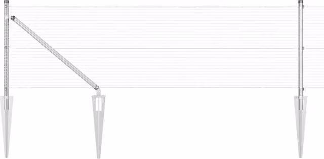 Berkfield Home Single-Bar Welded Wire Fence with 7 Spike Posts, Galvanised Steel, Silver, W: 10 m, H: 0.4 m – 1